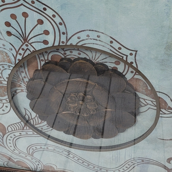 Decorative Framed Wall Art with Centered Shadow Box Floral Design - Picture 3 of 7